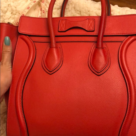 Celine Micro Red Luggage Tote - Picture 11 of 16